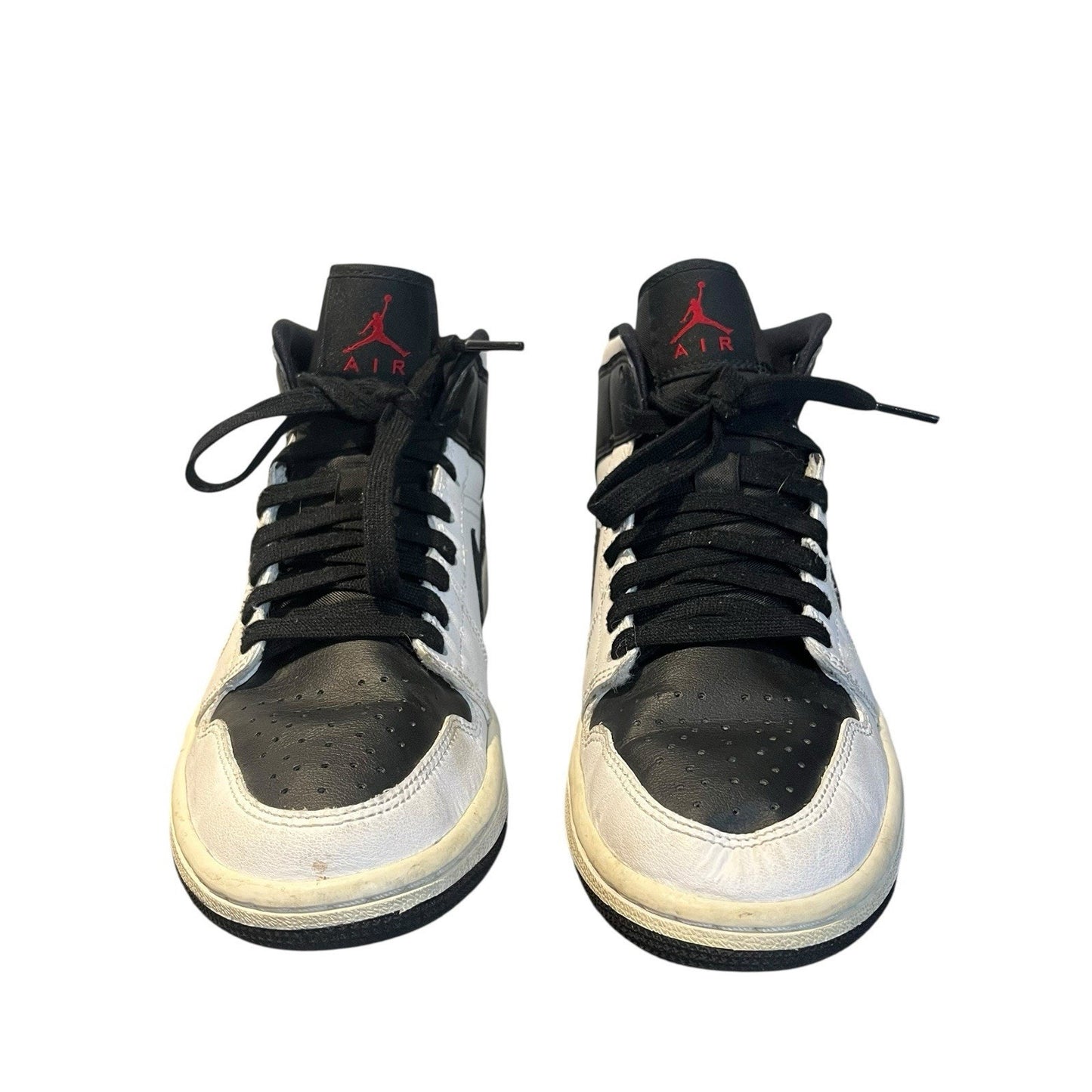Air Jordan 1 Mid Reverse Black Toe Women's White BQ6472 Nike Red Black Gym sz 7