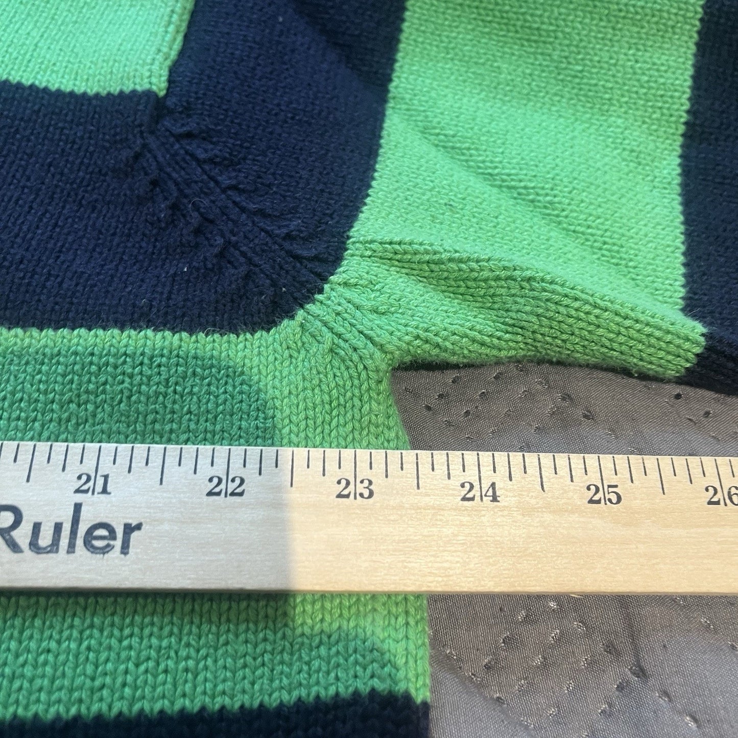Lauren Ralph Lauren Women's XL Knit Mock Neck 1/4 zip Sweater Striped Blue Green