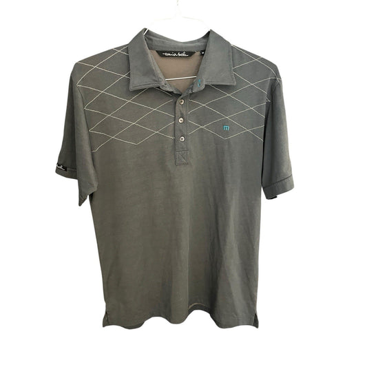 Travis Matthew Men's M embroidered collard pima cotton blend grey polo shirt