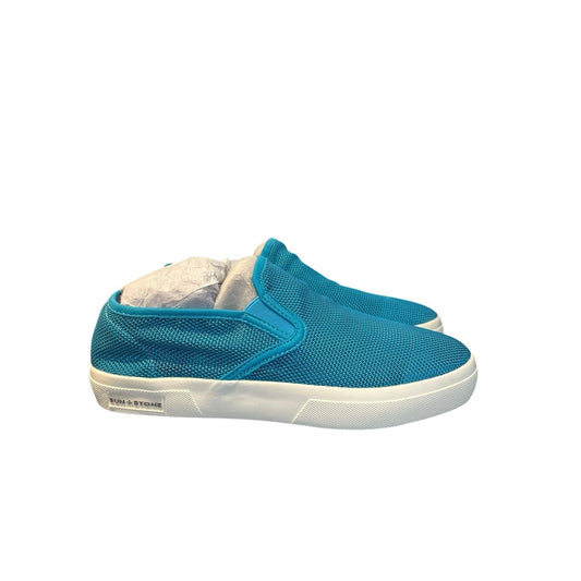SUN STONE Mens Turquoise Lyle Round Toe Platform Slip On Sneakers Shoes 10 M