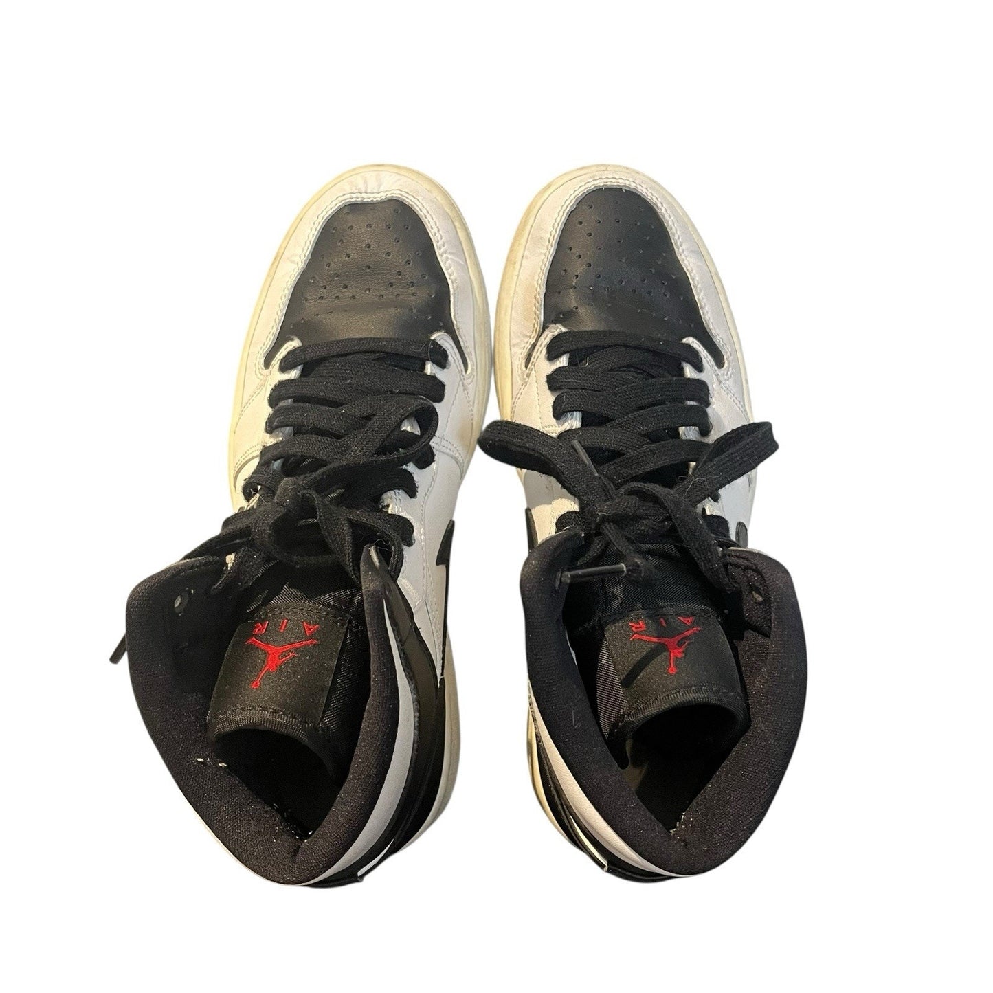 Air Jordan 1 Mid Reverse Black Toe Women's White BQ6472 Nike Red Black Gym sz 7
