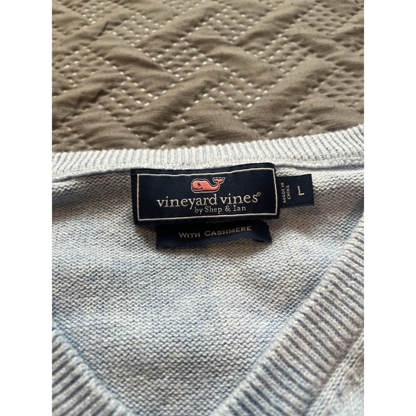 Vineyard Vines Men's L Cashmere Cotton Sweater V-Neck baby blue Long Sleeve