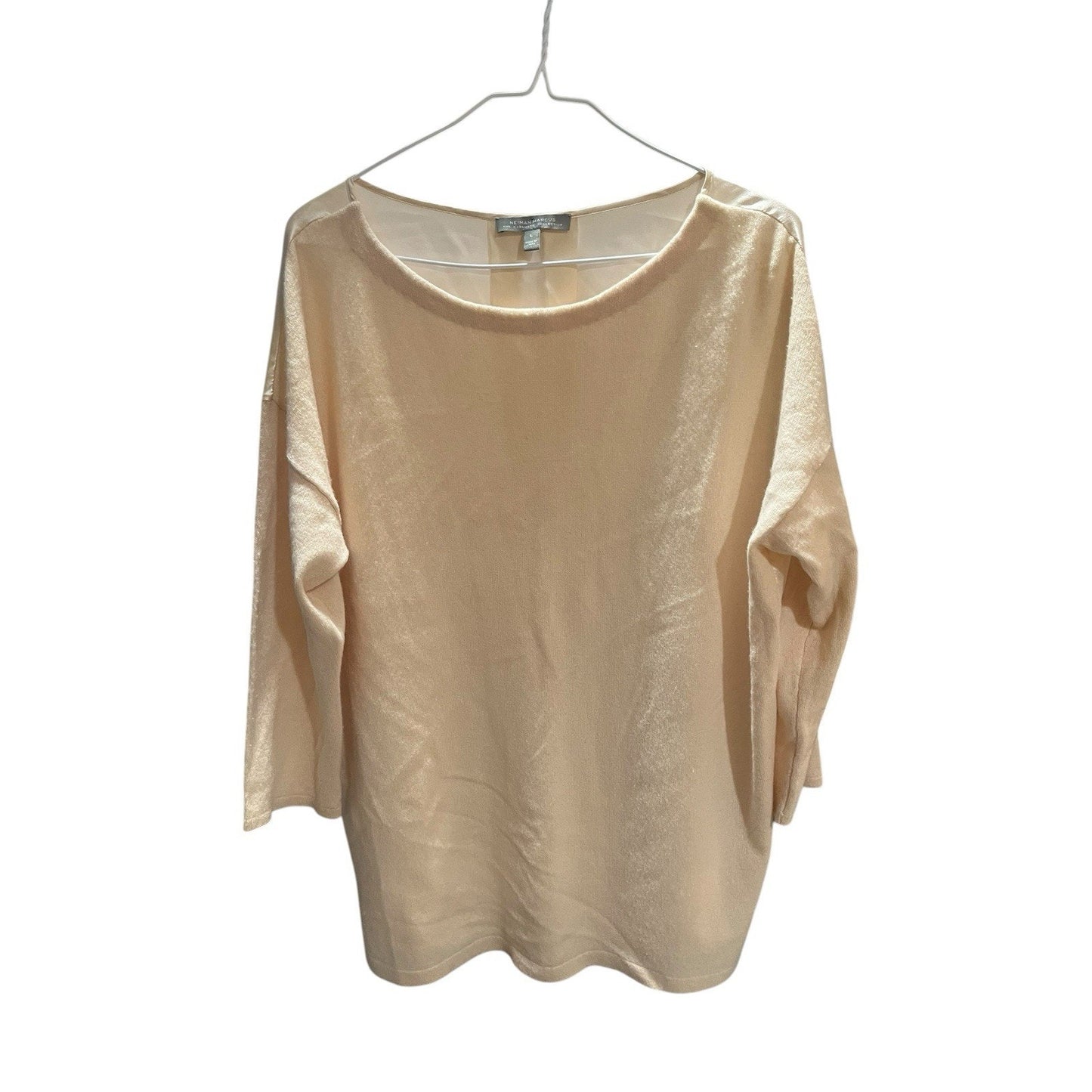 Neiman Marcus cashmere collection Women's L 3/4 sleeve cream sweater