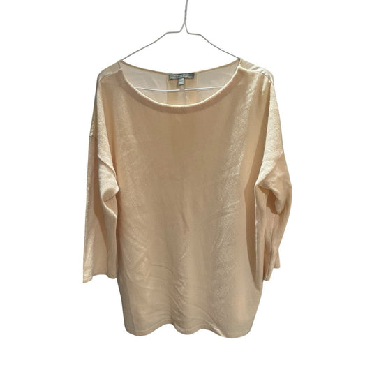 Neiman Marcus cashmere collection Women's L 3/4 sleeve cream sweater