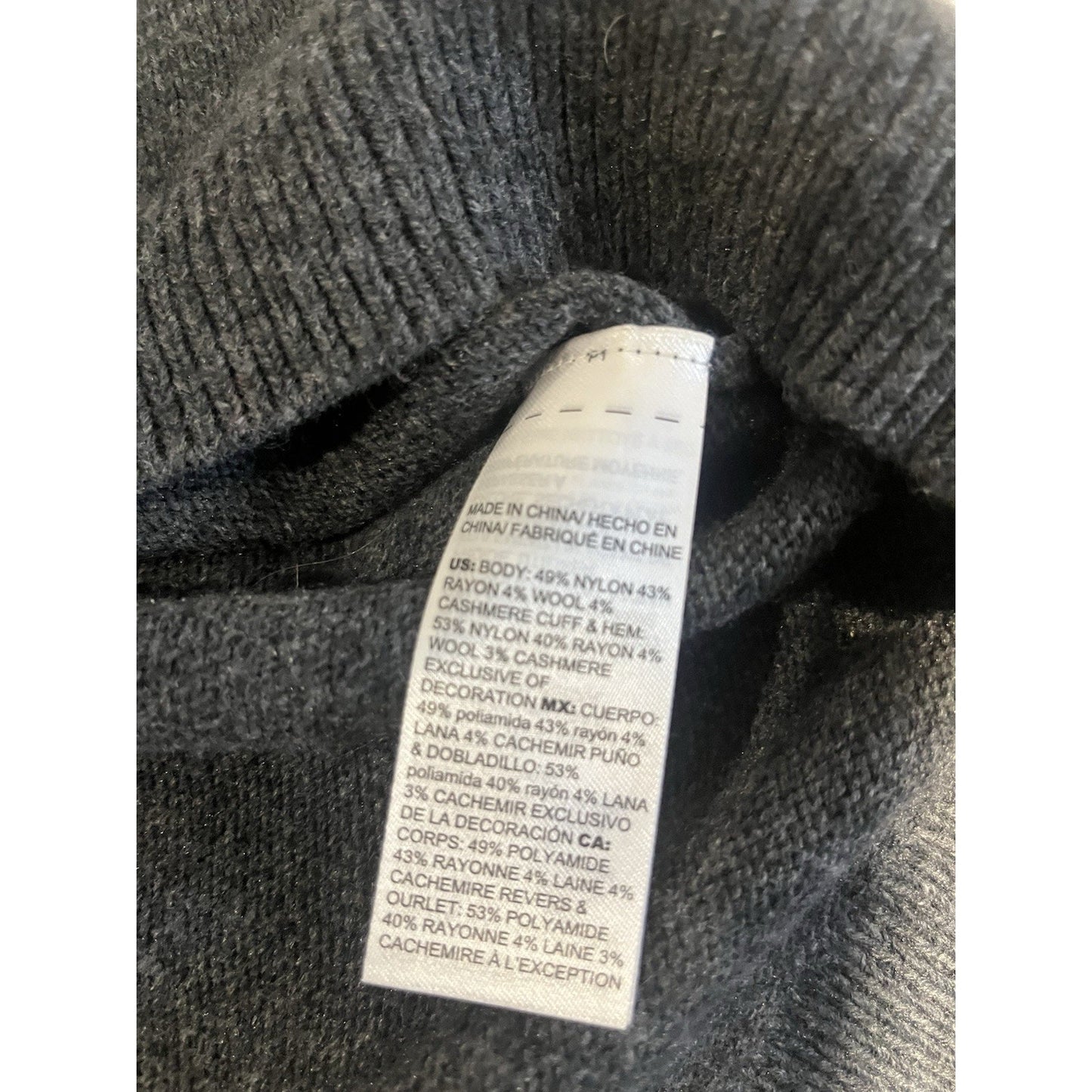 Chicos Women's 1 M Charcoal Gray Cheetah Embellished Mock Neck Sweater