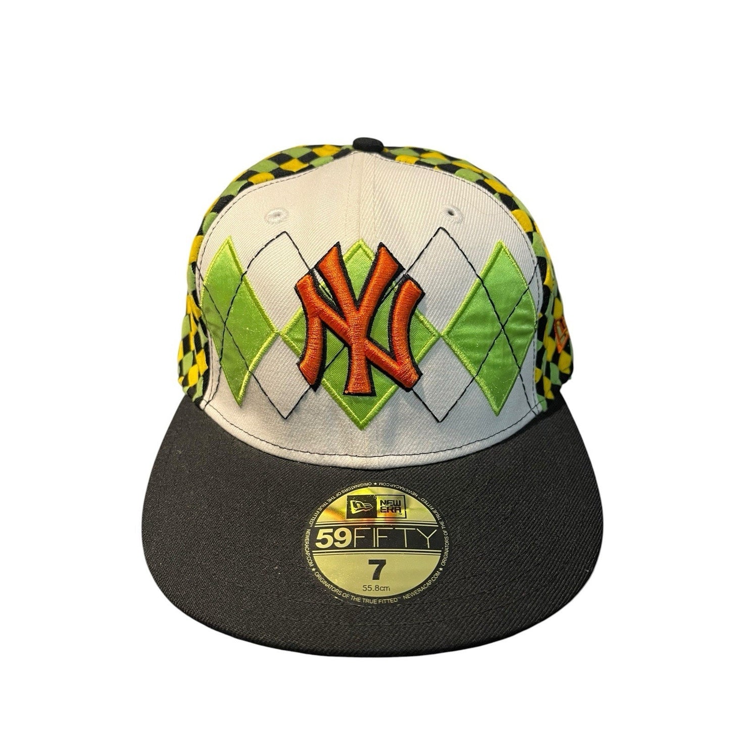 NY Yankees Clover New Era 59Fifty Blk,Grn,Wht & Yel SZ 7 True Fit Cap NEW