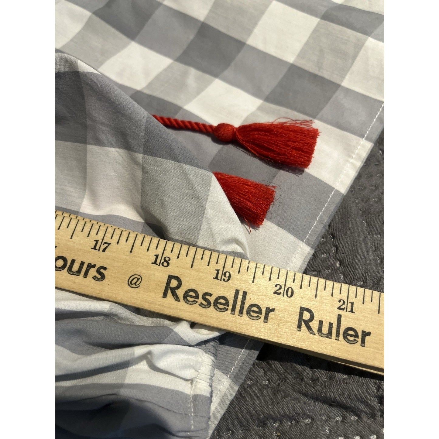 Andrew Marc Women's L Grey red floral embroidery gingham plaid top NWT