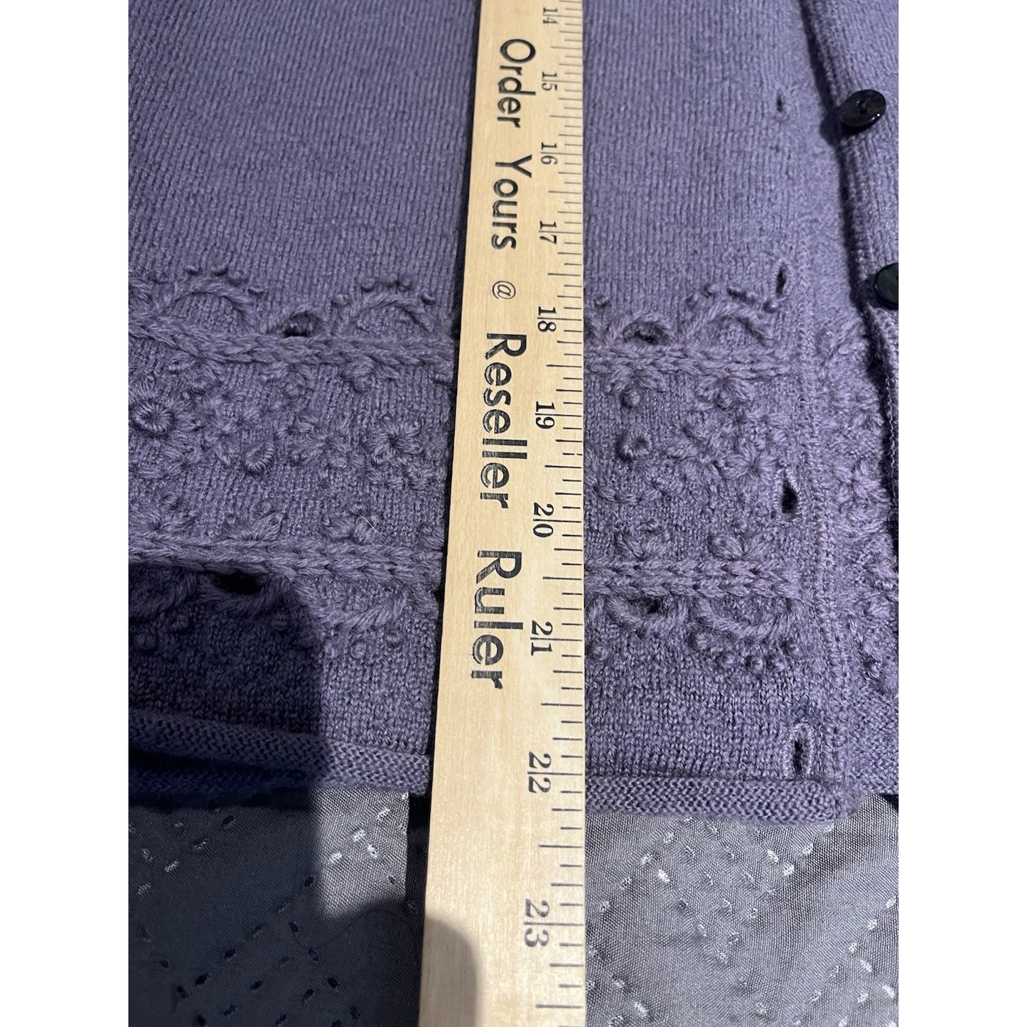 Vtg Herman Geist women's M purple 100% wool cardigan sweater