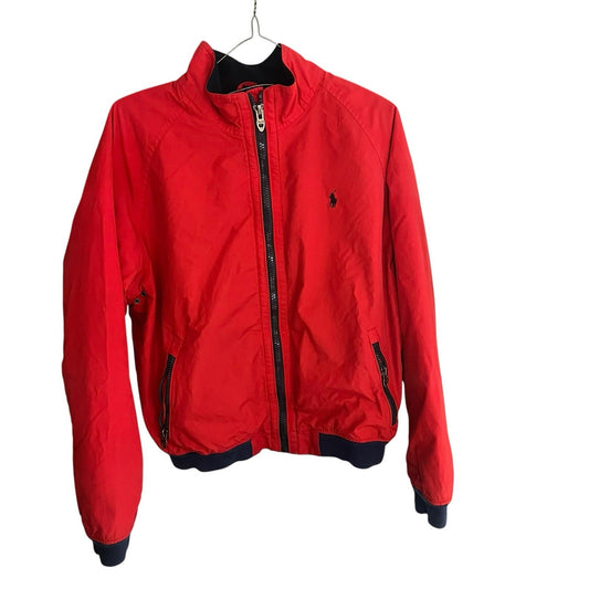 Vtg Polo Ralph Lauren Men's XL red fleece lining red full zip windbreaker jacket