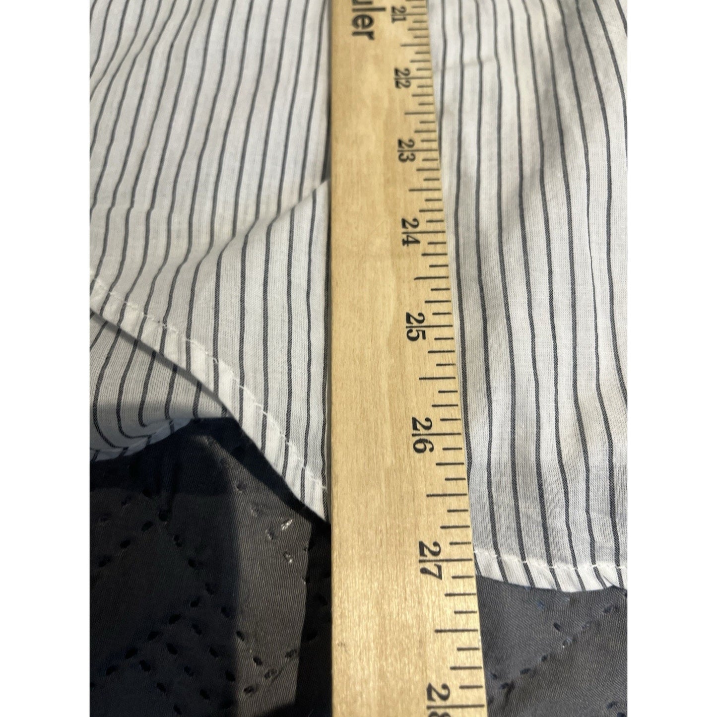 Loft Women's M pinstripe ruffle-neck shirt NWT