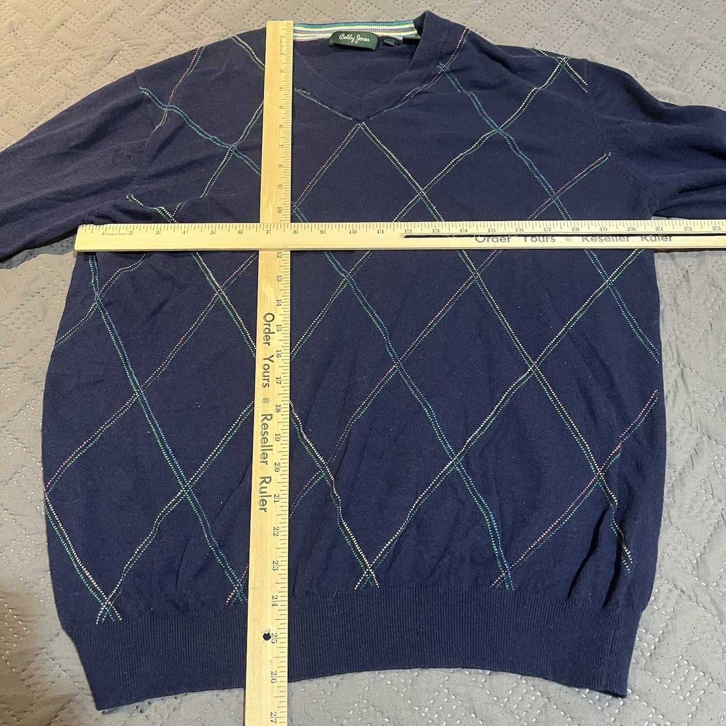 vtg Bobby Jones Men's L wool/cashmere blend knit argyle golf sweater