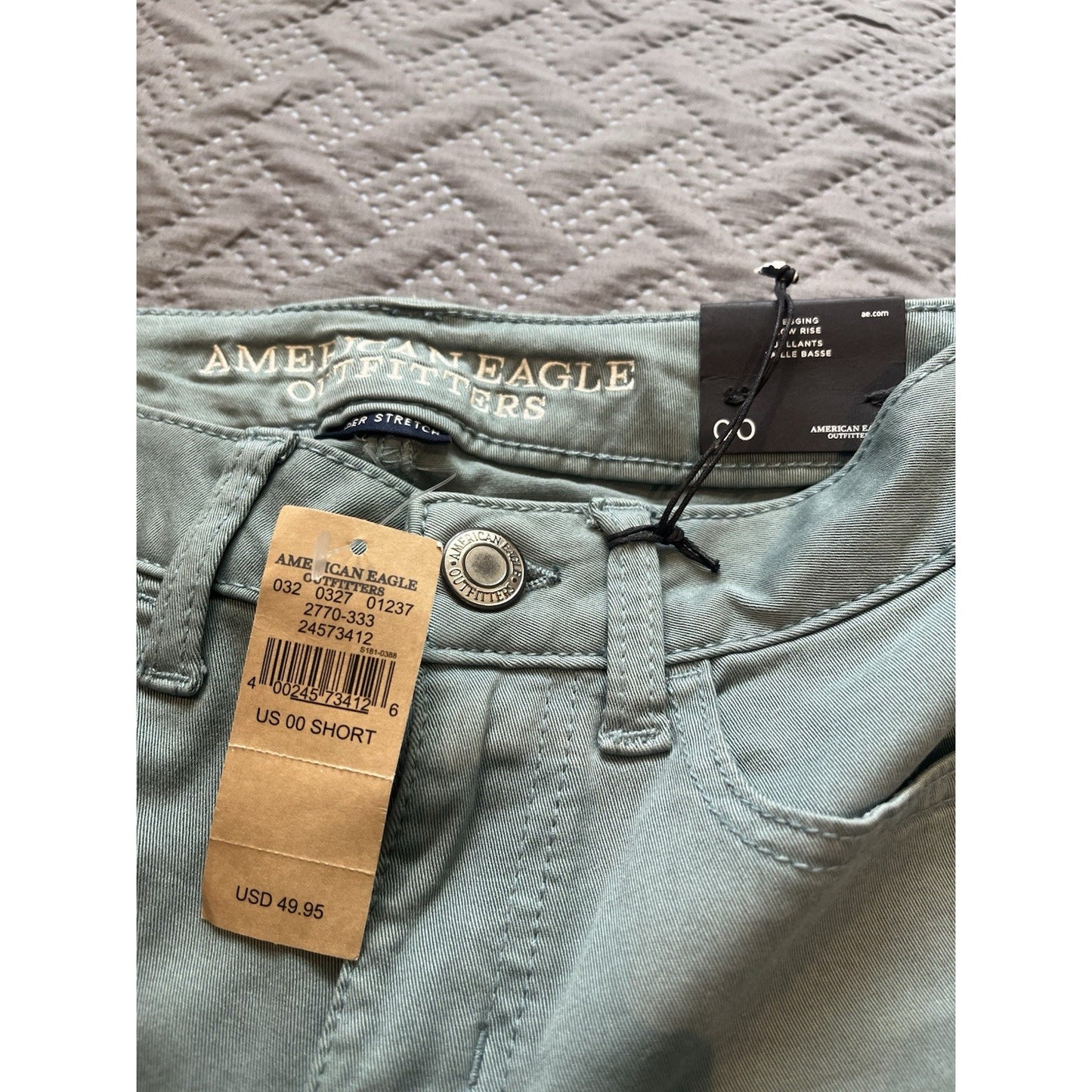 American Eagle AEO twill low rise Women's 00 short super stretch jeggings NWT