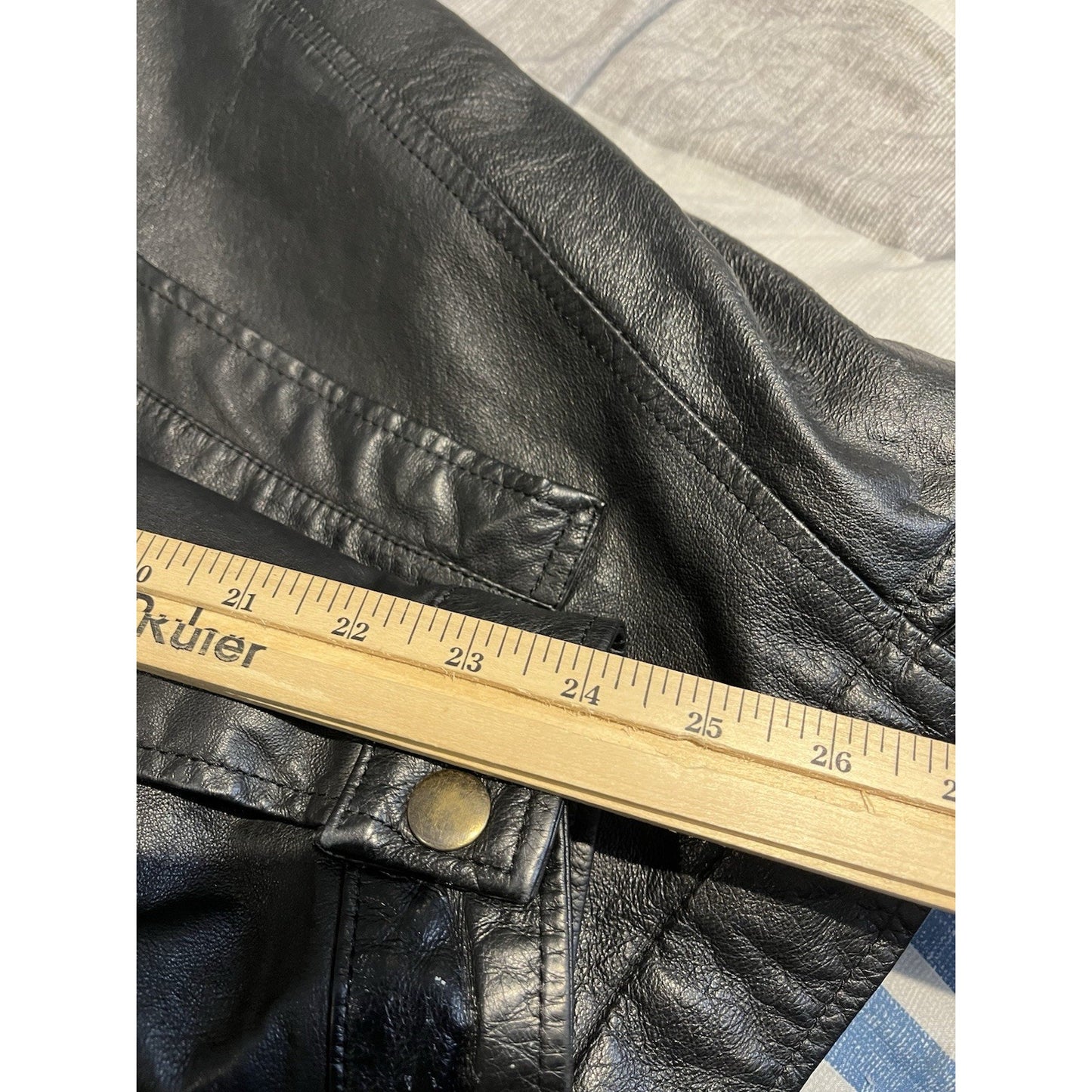Winco USA Men's 3XL full zip black leather jacket