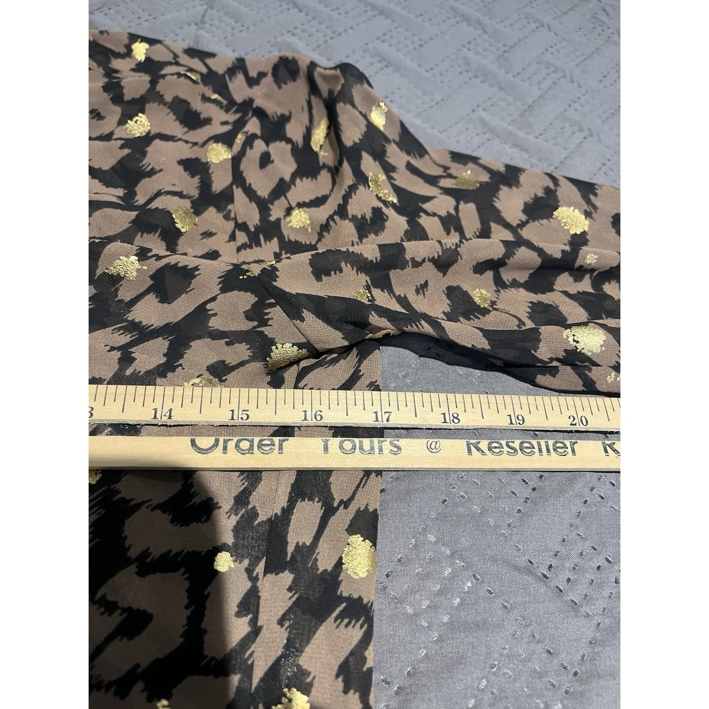 Express portofino Women's S slim sheer leapard print button up blouse NWT