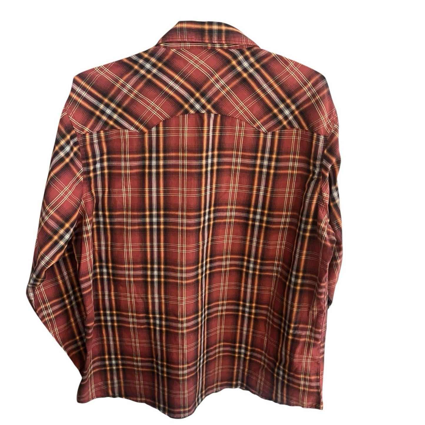 Wranger Wrancher Men's XL red plaid pearl snap button up shirt
