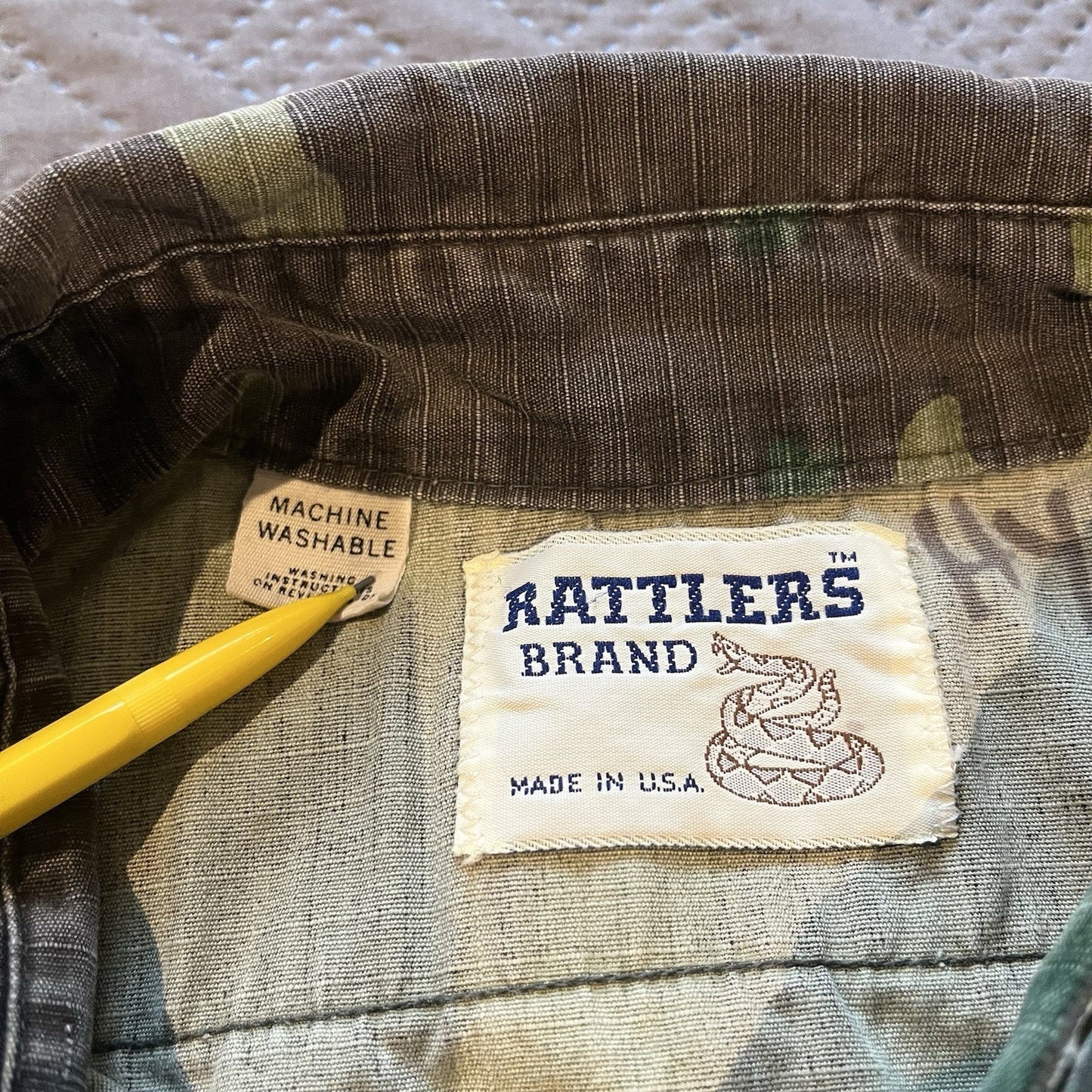 Vtg Rattlers Brand Men's XL Camo army Flannel Button-Up Shirt USA made