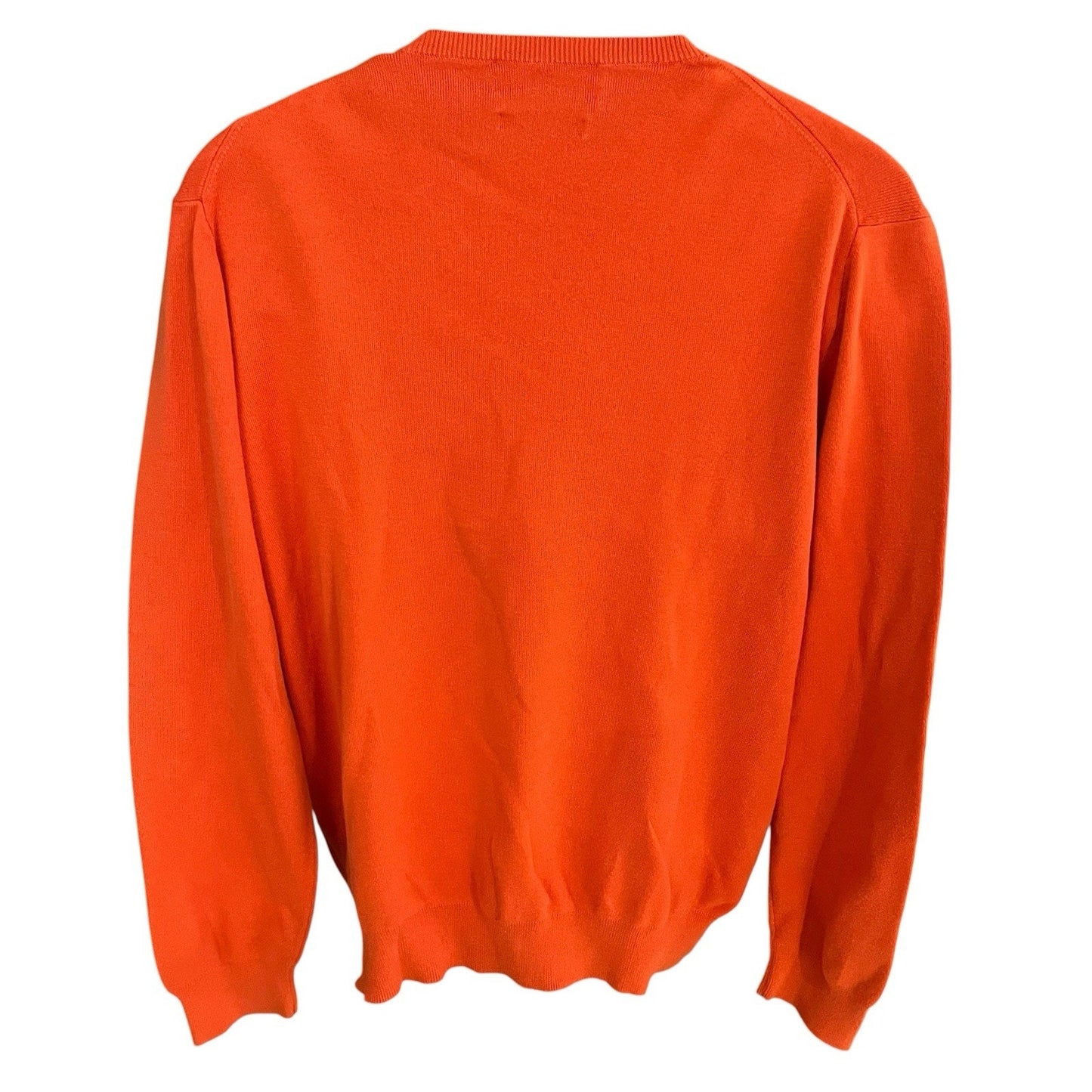 Vtg Polo Ralph Lauren Men's XL embroidered orange pima cotton v-neck sweater