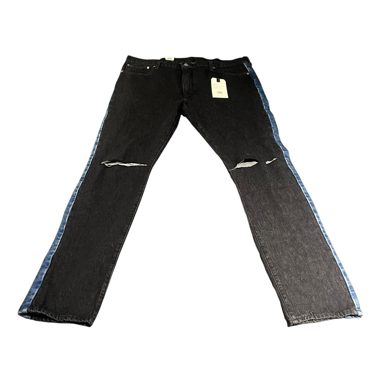 Levi's Men's W 44 x L 34 Lo-Ball stack black wash knee rip tapered jeans NWT