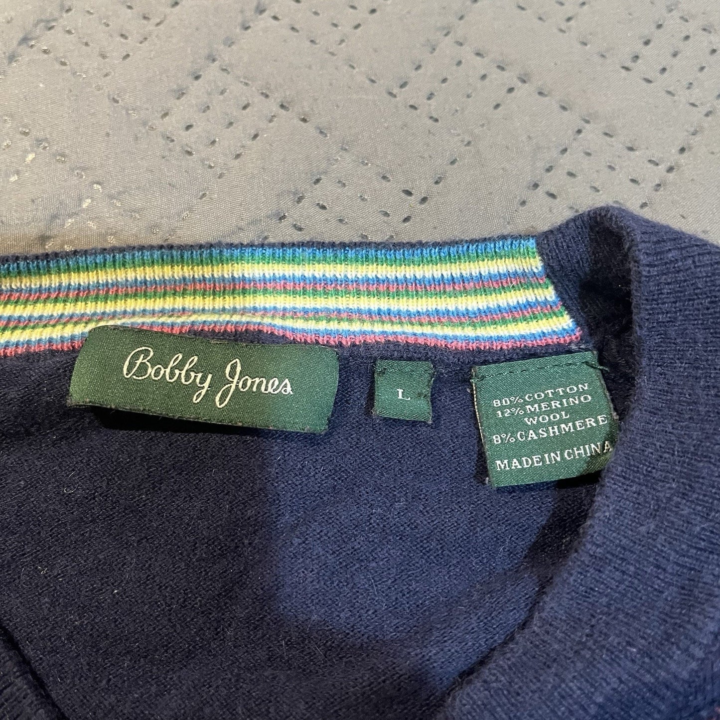 vtg Bobby Jones Men's L wool/cashmere blend knit argyle golf sweater