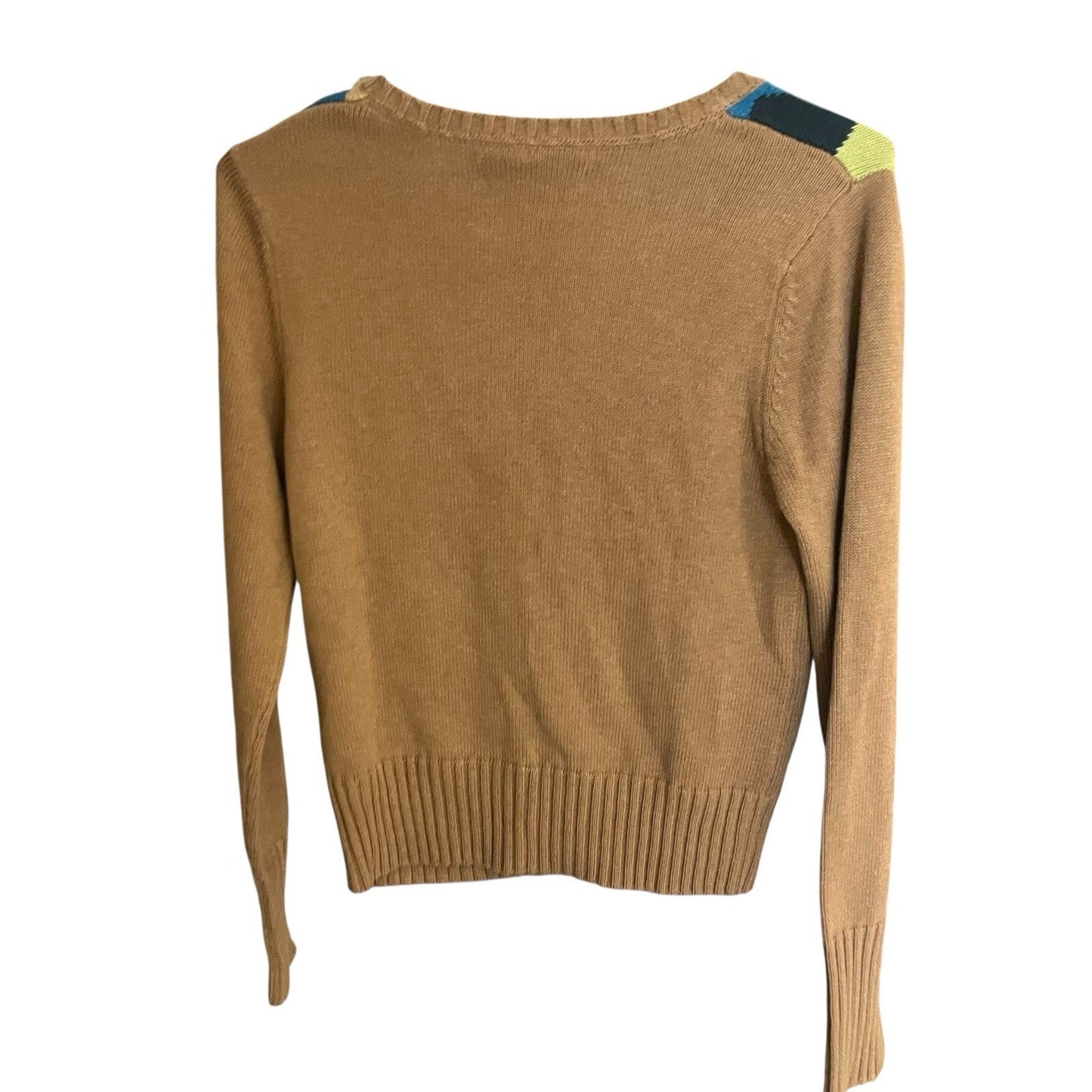 Tommy Hilfiger Women's L rustic chic long sleeve argyle knit v-neck sweater NWT