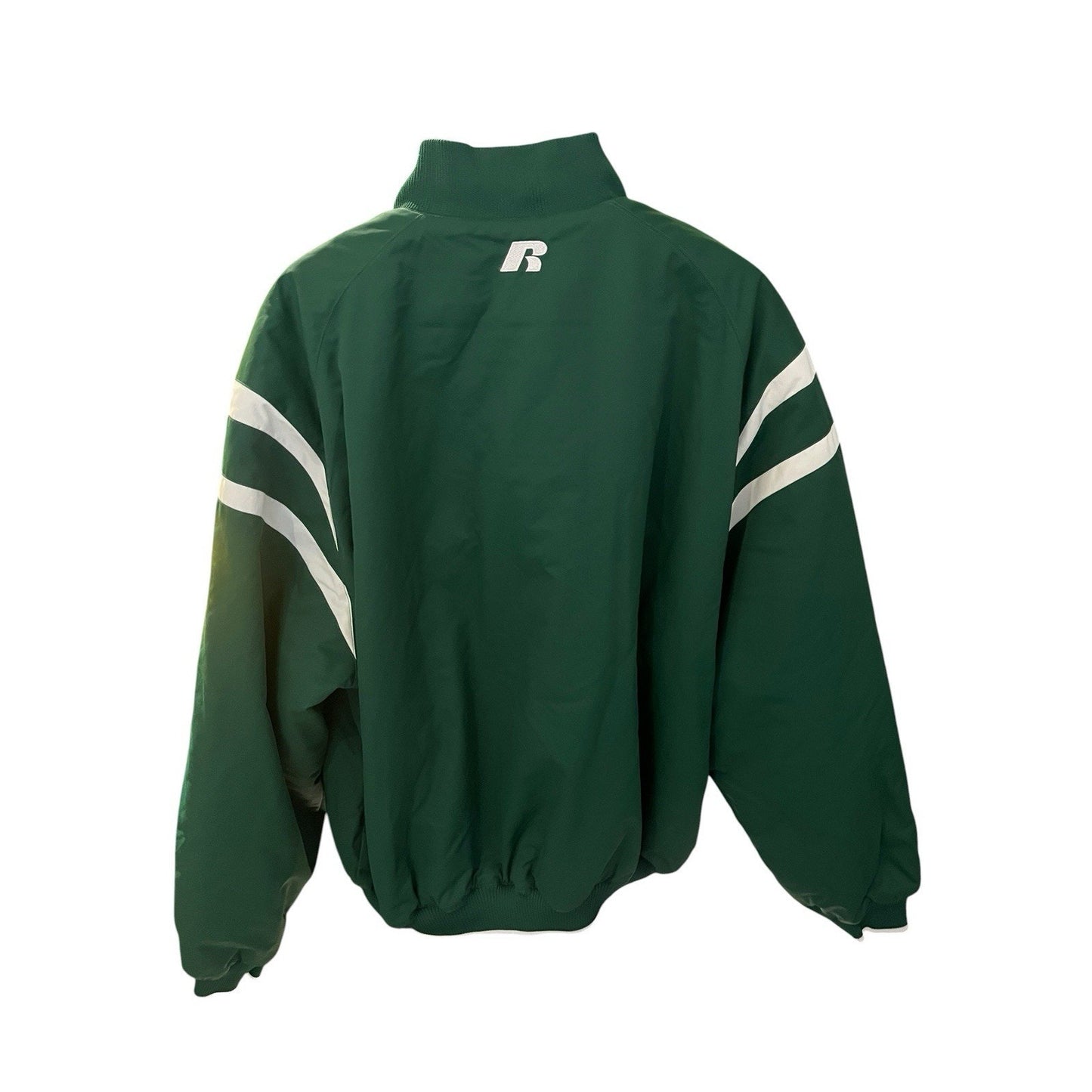 Vtg Russell Athletic Men's XL Baseball varsity Jacket Green 2 stripe white