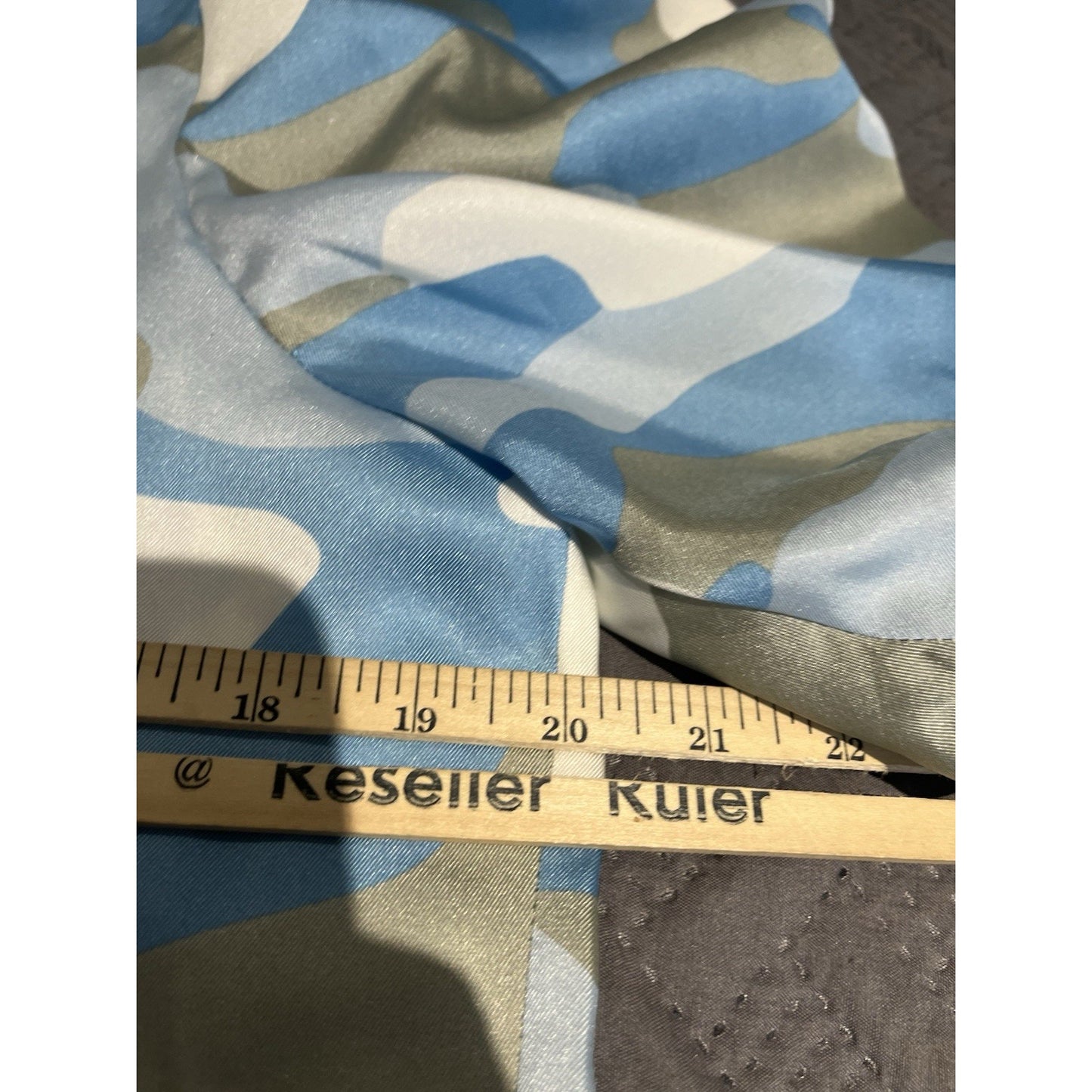 DKNY Women's M balloon sleeve blue camo blouse NWT
