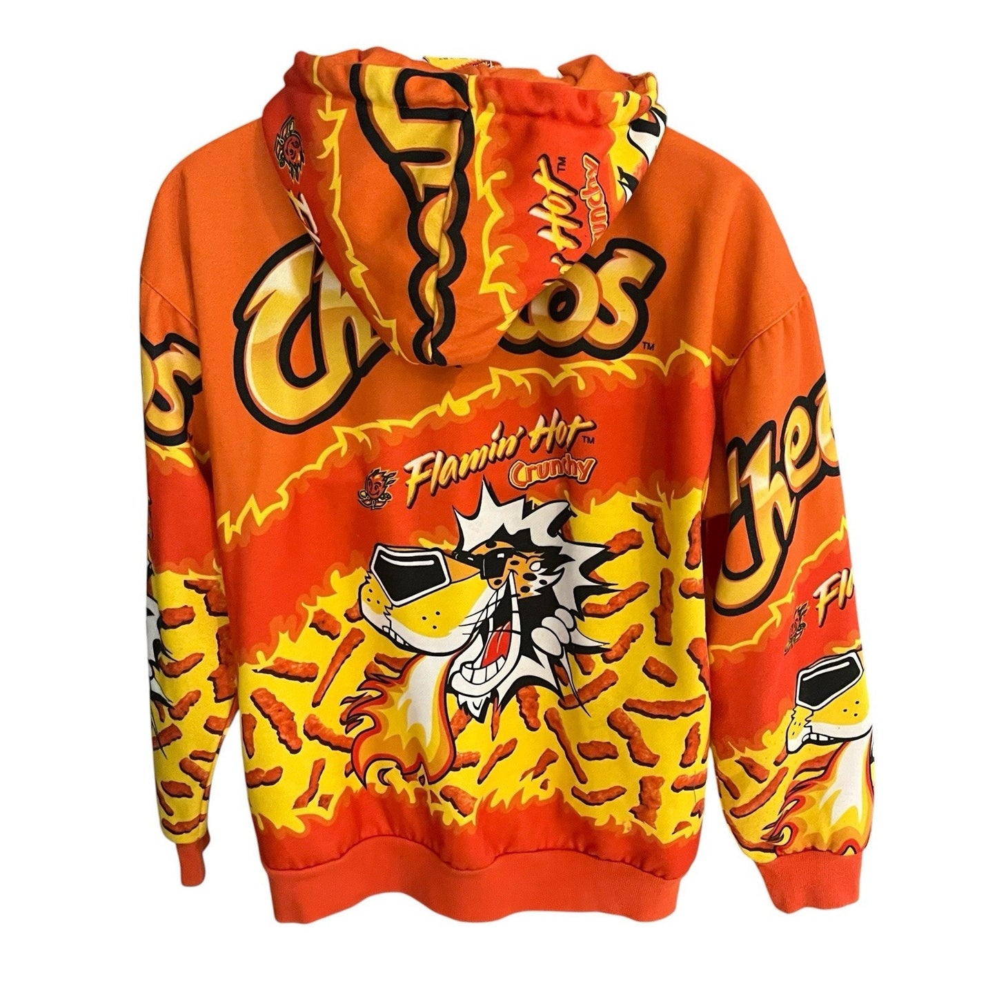 Forever 21 Flamin' Hot Cheetos men's M all over print chester cheetah hoodie