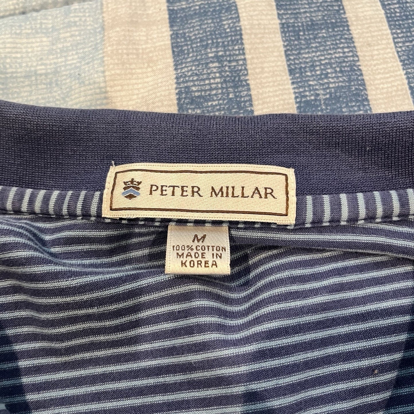 Peter Millar men's M striped polo shirt embroidered baltusrol golf club