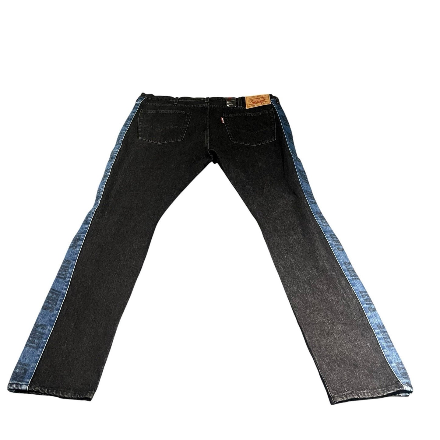 Levi's Men's W 44 x L 34 Lo-Ball stack black wash knee rip tapered jeans NWT