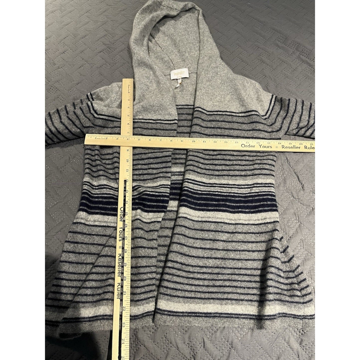 Laundry by Shelli Segal Women's M 100% Cashmere Hooded Open Cardigan Sweater