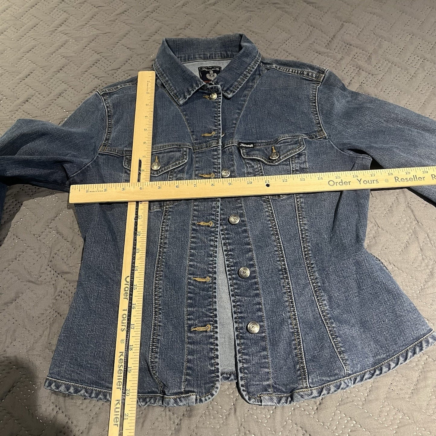 Faconnable Women's M Jacket Denim Blue Button Front