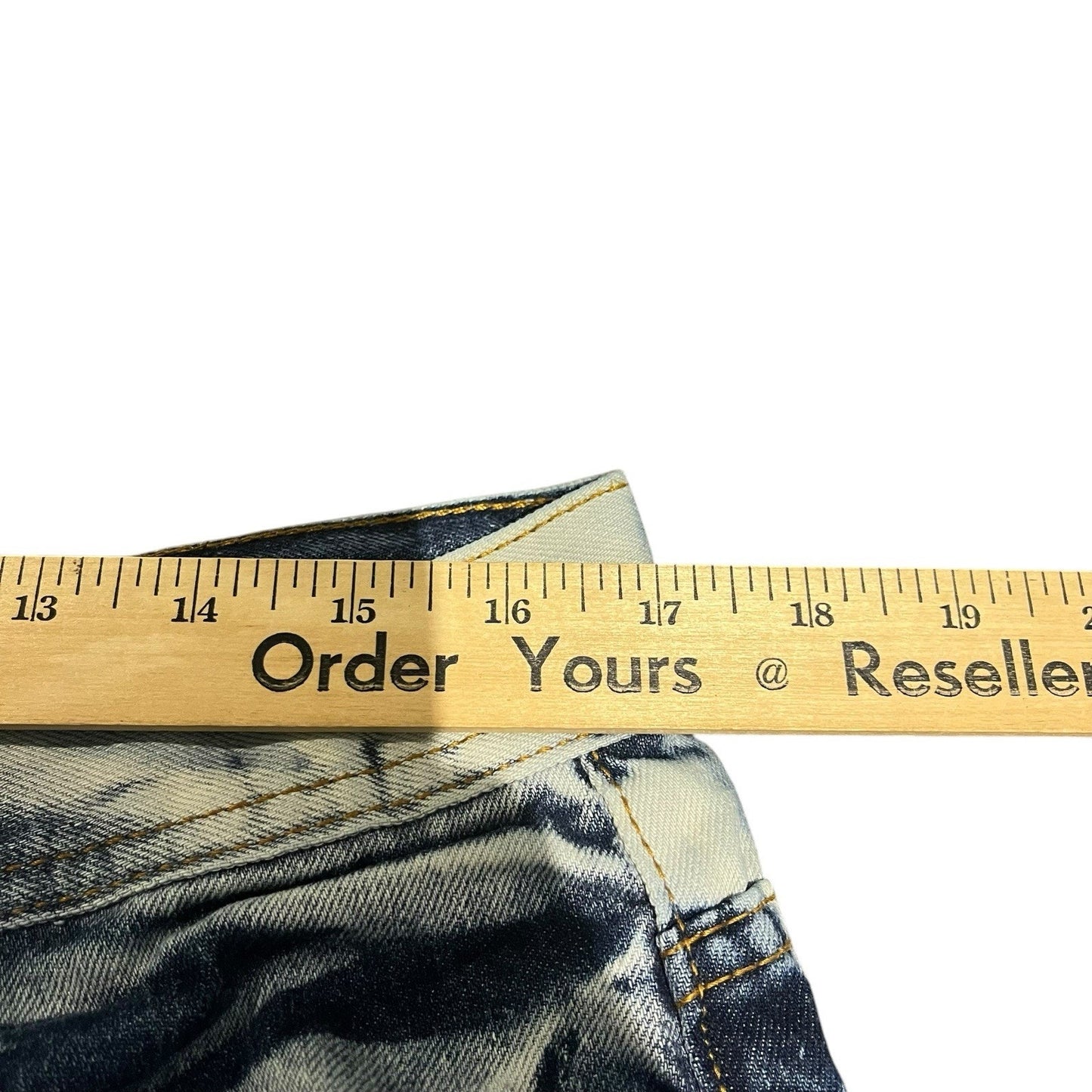 Akoo Men's 34 light blue acid wash distressed denim jeans