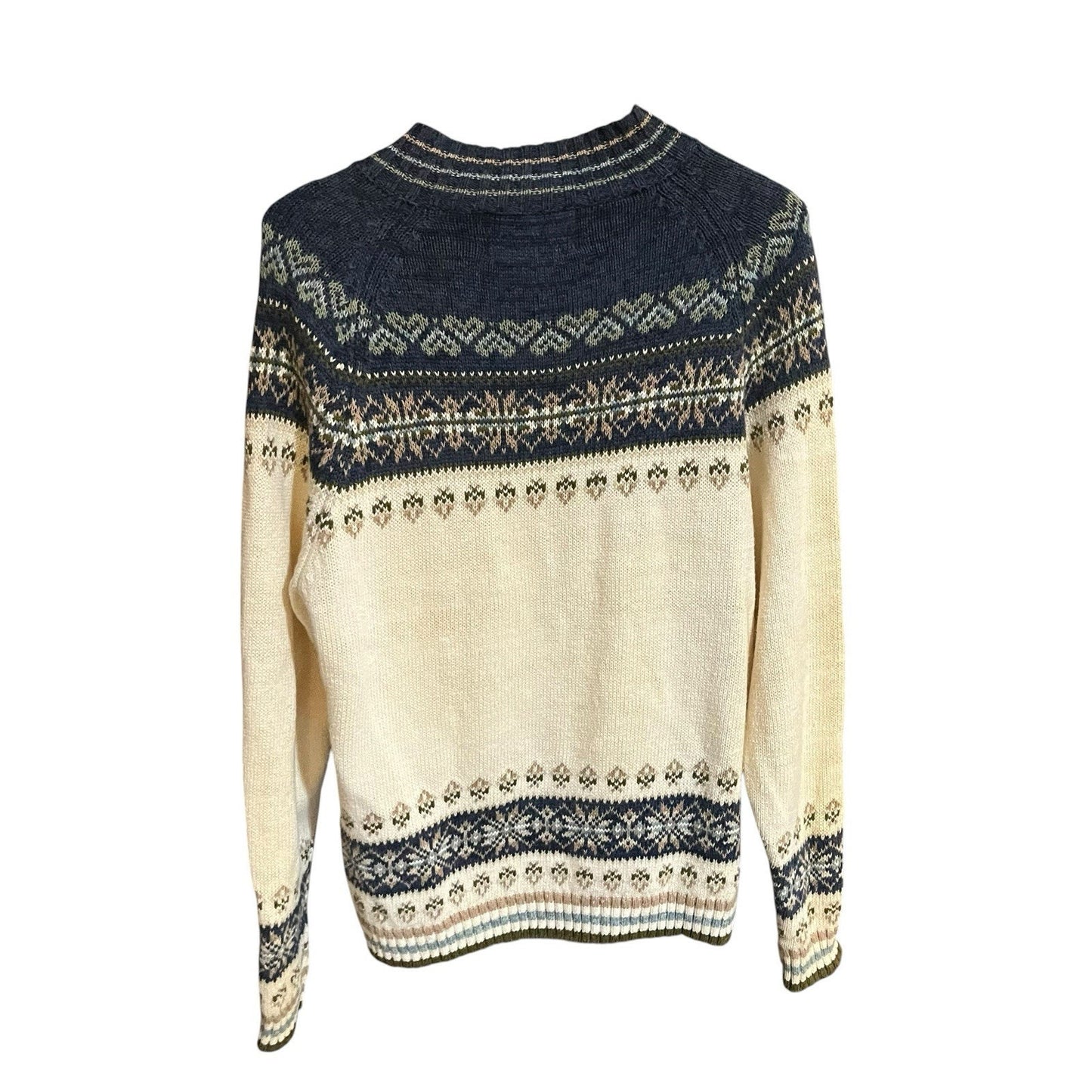 Vintage Tiara International women's M Navy Fair Isle Full Zip Cardigan sweater