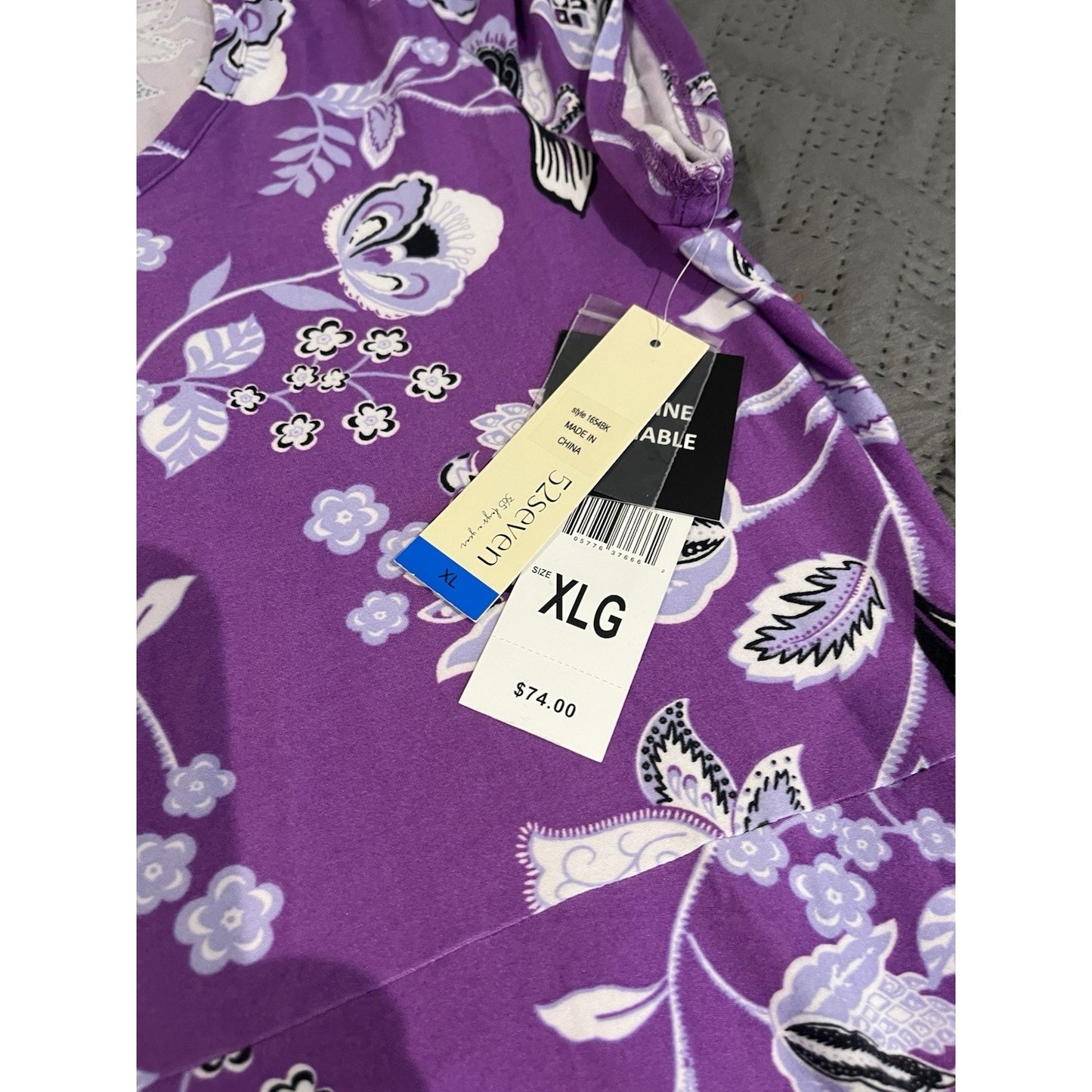 52 Seven Women's XL all over floral print purple nightgown NWT