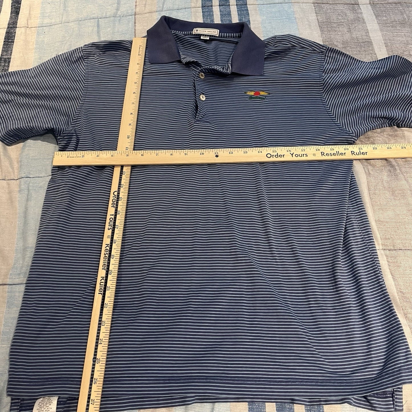 Peter Millar men's M striped polo shirt embroidered baltusrol golf club